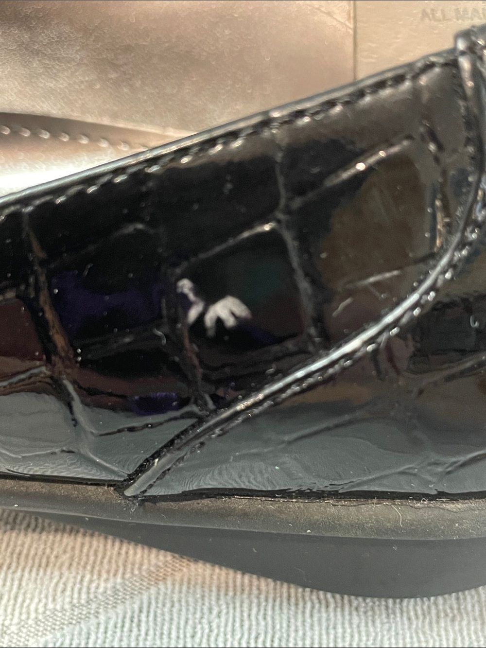 Anne Klein Black Patent Croc-Embossed Loafers with Metal Bit - Picture 6 of 8